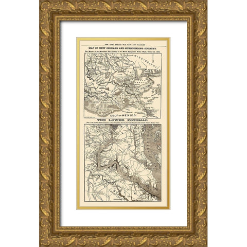 New Orleans Louisiana Lower Potomac River Gold Ornate Wood Framed Art Print with Double Matting by Waters