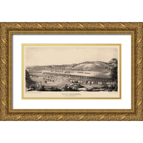 Camp Dennison Ohio - Johnson 1860s Gold Ornate Wood Framed Art Print with Double Matting by Johnson