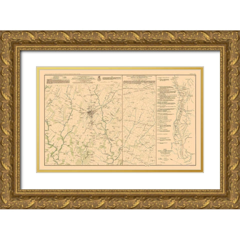 Battle Positions of Gettysburg - Bien 1894 Gold Ornate Wood Framed Art Print with Double Matting by Bien