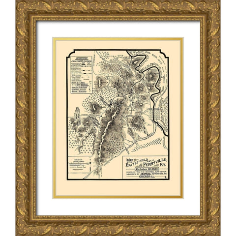 Battlefield of Perryville Kentucky - Work 1882 Gold Ornate Wood Framed Art Print with Double Matting by Work