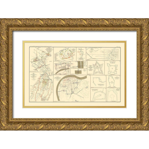 Positions Defenses Battlefields - Bien 1895 Gold Ornate Wood Framed Art Print with Double Matting by Bien