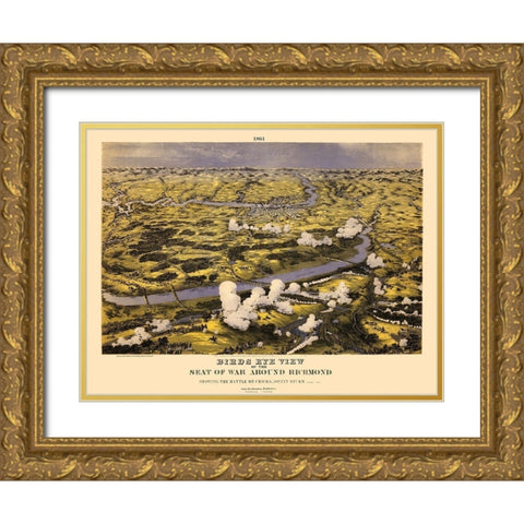 Around Richmond Virginia - Bachmann 1861 Gold Ornate Wood Framed Art Print with Double Matting by Bachmann