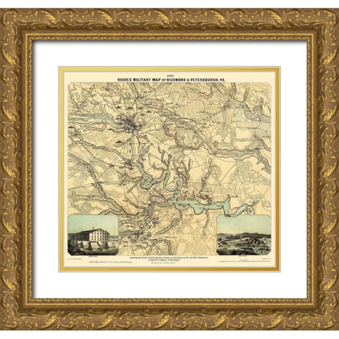 Richmond Petersburgh Virginia - Philip 1864 Gold Ornate Wood Framed Art Print with Double Matting by Philip