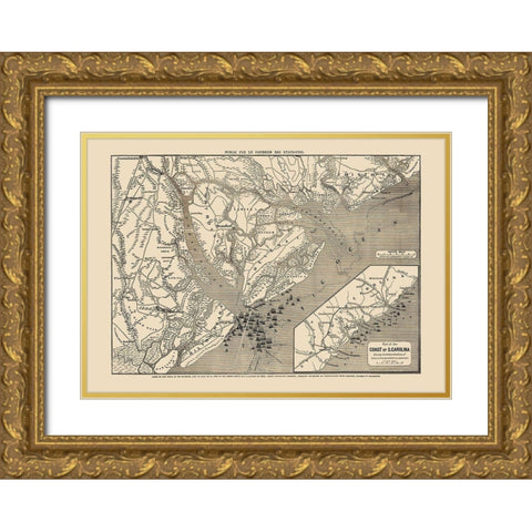 South Carolina - Colton 1860 Gold Ornate Wood Framed Art Print with Double Matting by Colton