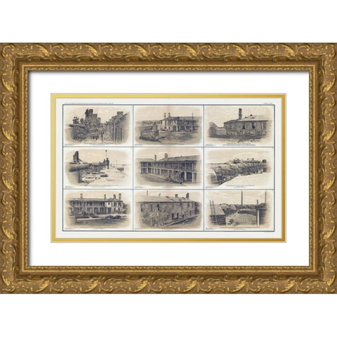 Charleston Harbor South Carolina - Bien 1894 Gold Ornate Wood Framed Art Print with Double Matting by Bien