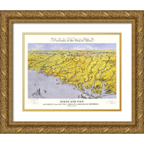 Carolinas Part of Georgia - Bachmann 1861 Gold Ornate Wood Framed Art Print with Double Matting by Bachmann