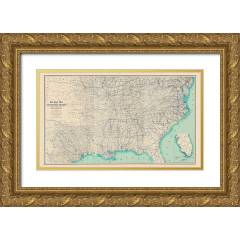Railroad Southern States Connections Philadelphia Gold Ornate Wood Framed Art Print with Double Matting by Kimber