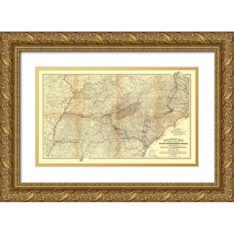 Militia of Shermans Marches - Sherman 1865 Gold Ornate Wood Framed Art Print with Double Matting by Sherman