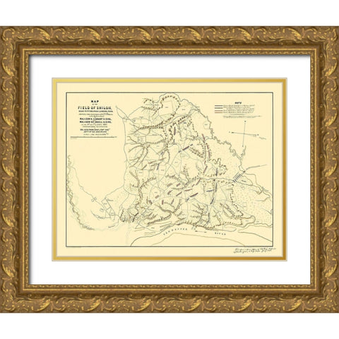 Field of Shiloh Tennessee  - Matz 1862 Gold Ornate Wood Framed Art Print with Double Matting by Matz