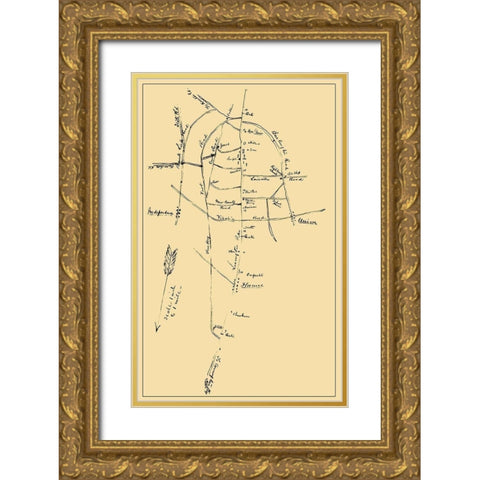 Snows Pond Florence Region Kentucky - Poe 1862 Gold Ornate Wood Framed Art Print with Double Matting by Poe