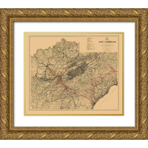 Southern United States Campaigns - Ruger 1865 Gold Ornate Wood Framed Art Print with Double Matting by Ruger