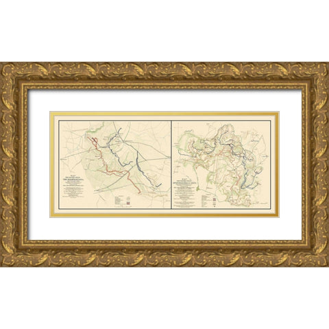 Spotsylvania Wilderness Battlefields Gold Ornate Wood Framed Art Print with Double Matting by Unknown