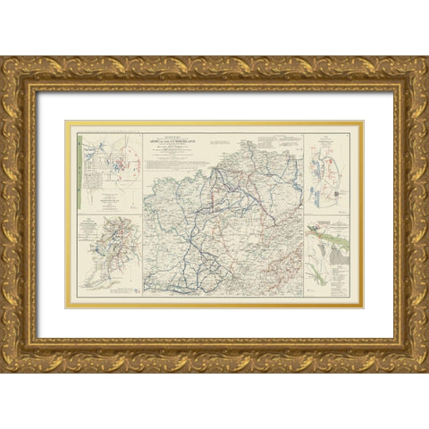 Cumberland Army Campaigns 5 Views - Ruger 1895 Gold Ornate Wood Framed Art Print with Double Matting by Ruger