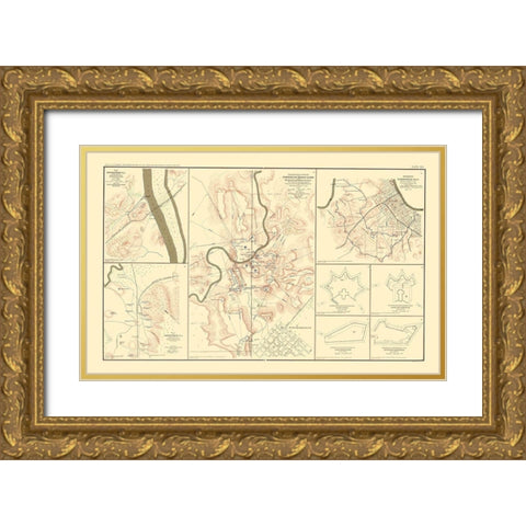 Defenses Forts Tennessee Alabama - Bien 1895 Gold Ornate Wood Framed Art Print with Double Matting by Bien