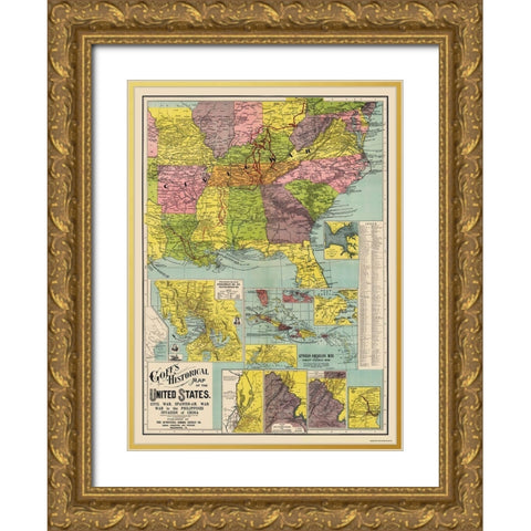 Spanish American War Invasion of China - Goff 1907 Gold Ornate Wood Framed Art Print with Double Matting by Goff