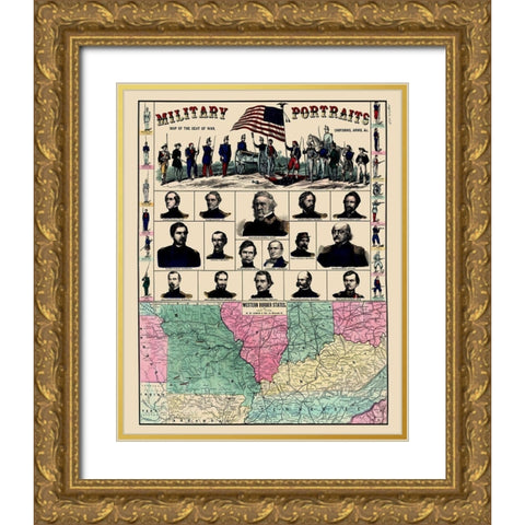 Western Border States Military Portraits Gold Ornate Wood Framed Art Print with Double Matting by Lloyd