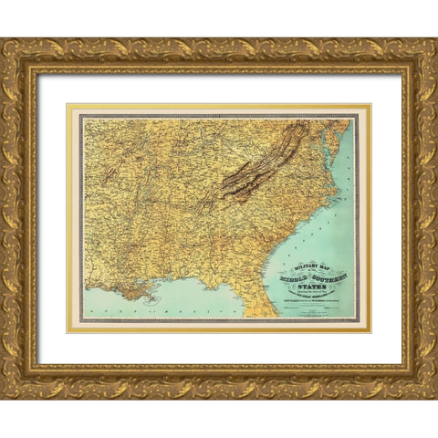 Middle Southern United States Seat of War Gold Ornate Wood Framed Art Print with Double Matting by Schaus