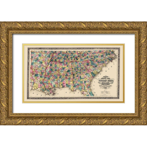 Southern States Railway County - Mendenhall 1864 Gold Ornate Wood Framed Art Print with Double Matting by Mendenhall