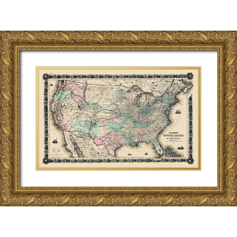 United States Military Stations Forts - Colton Gold Ornate Wood Framed Art Print with Double Matting by Colton