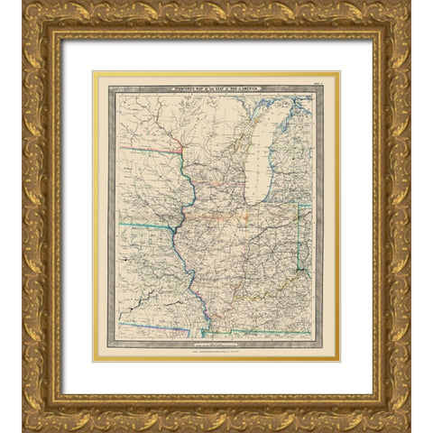 Seat of War in America - Stanford 1861 Gold Ornate Wood Framed Art Print with Double Matting by Stanford