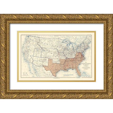Geographical Divisions Departments December 1862 Gold Ornate Wood Framed Art Print with Double Matting by Bien