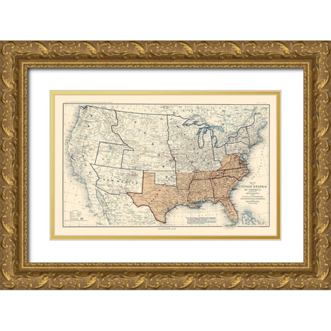 Geographical Divisions Departments June 1862 Gold Ornate Wood Framed Art Print with Double Matting by Bien