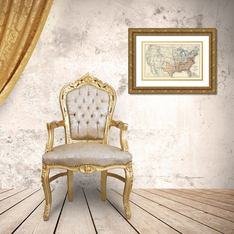 Geographical Divisions Departments December 1861 Gold Ornate Wood Framed Art Print with Double Matting by Bien