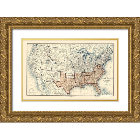 Geographical Divisions Departments December 1861 Gold Ornate Wood Framed Art Print with Double Matting by Bien