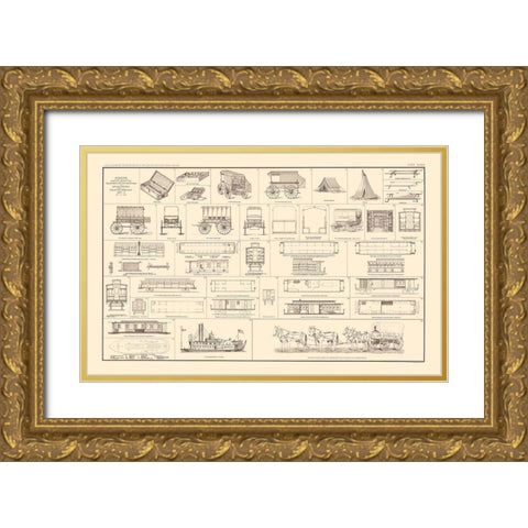Diagrams the Sick Wounded Medical Supplies Gold Ornate Wood Framed Art Print with Double Matting by Bien