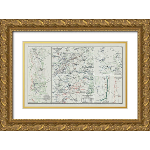 Army of Potomac 5 Views - Bien 1894 Gold Ornate Wood Framed Art Print with Double Matting by Bien