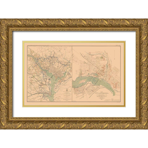 Defenses of Washington Richmond Virginia Gold Ornate Wood Framed Art Print with Double Matting by Bien