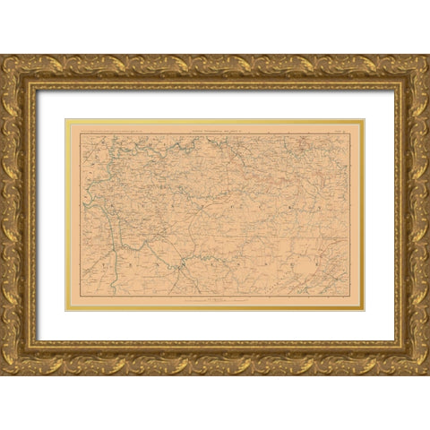 Illinois Indiana Tennessee Kentucky - Bien 1894 Gold Ornate Wood Framed Art Print with Double Matting by Bien