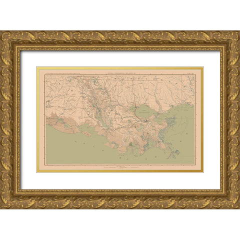 Louisianna Mississippi Theatre of War - Bien 1894 Gold Ornate Wood Framed Art Print with Double Matting by Bien