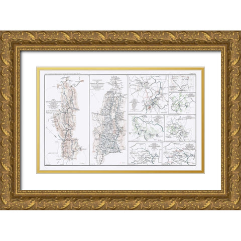 Major Battles Virginia Maryland - Bien 1894 Gold Ornate Wood Framed Art Print with Double Matting by Bien