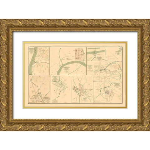 Defenses 9 Views - Bien 1894 Gold Ornate Wood Framed Art Print with Double Matting by Bien