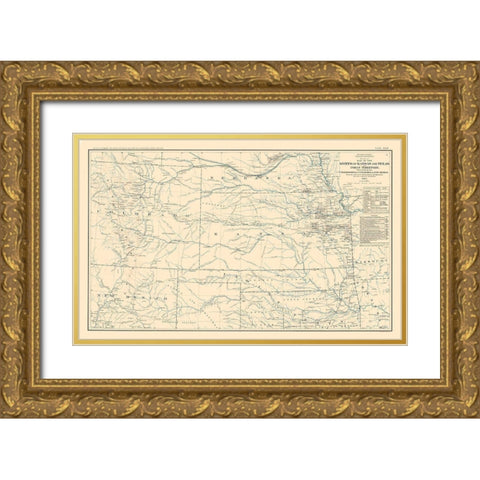 War Department Kansas Texas Indian Territory Gold Ornate Wood Framed Art Print with Double Matting by Bien