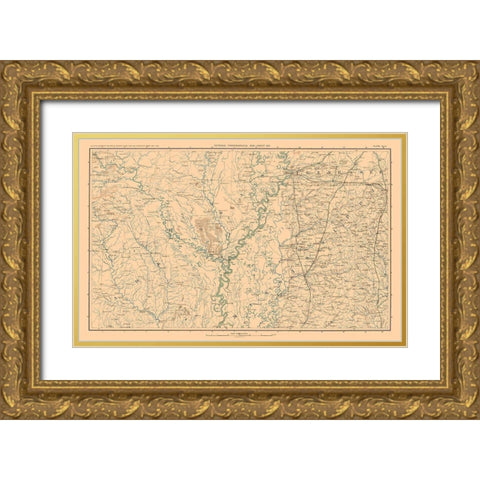 Arkansas Tennessee Mississippi - Bien 1894 Gold Ornate Wood Framed Art Print with Double Matting by Bien