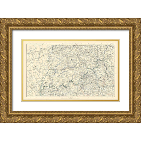 Illinois Indiana Kentucky Ohio - Bien 1894 Gold Ornate Wood Framed Art Print with Double Matting by Bien