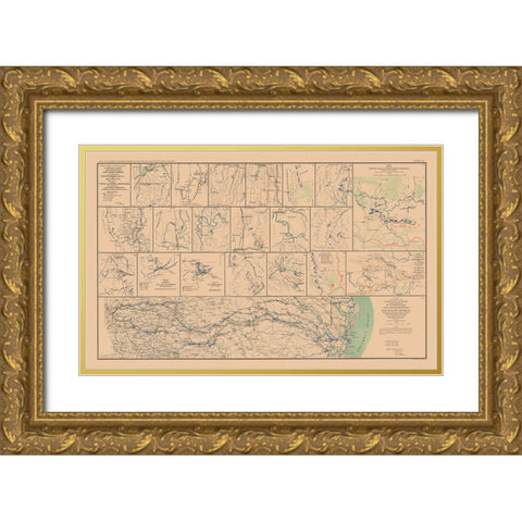 Campaigns from Chattanooga to Atlanta - Bien 1894 Gold Ornate Wood Framed Art Print with Double Matting by Bien