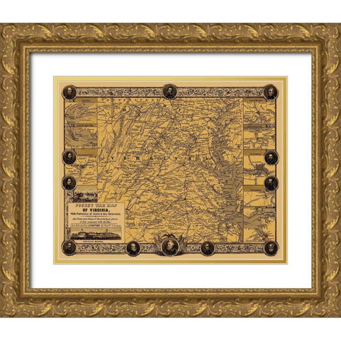 Virginia Pocket War - Bufford 1861 Gold Ornate Wood Framed Art Print with Double Matting by Bufford