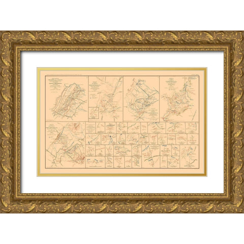 Battle Plans of Virginia - Hotchkiss 1894 Gold Ornate Wood Framed Art Print with Double Matting by Hotchkiss