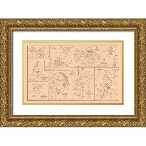 Battle Positions Virginia Maryland - Hotchkiss Gold Ornate Wood Framed Art Print with Double Matting by Hotchkiss