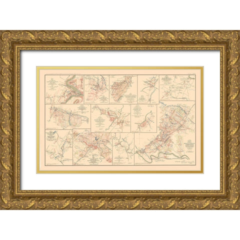 Battle Positions Virginia West Virginia Gold Ornate Wood Framed Art Print with Double Matting by Hotchkiss