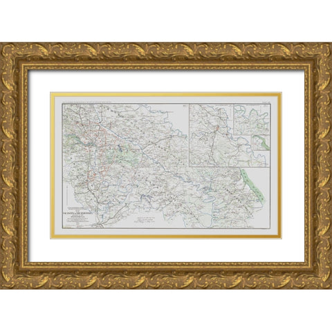 Counties Vicinity Virginia Battle Survey Gold Ornate Wood Framed Art Print with Double Matting by Campbell