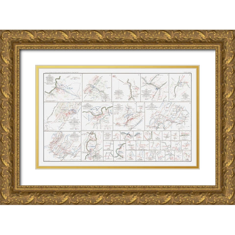 Views of Calvary Engagements Virginia - Bien 1894 Gold Ornate Wood Framed Art Print with Double Matting by Bien