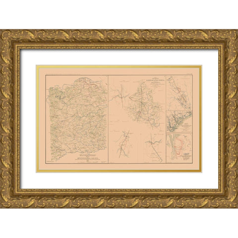 Spotsylvania County Hanover Junction Gold Ornate Wood Framed Art Print with Double Matting by Campbell