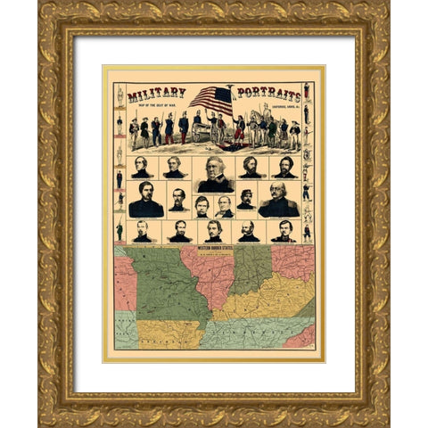 Western Border States Military Portraits Gold Ornate Wood Framed Art Print with Double Matting by Lloyd
