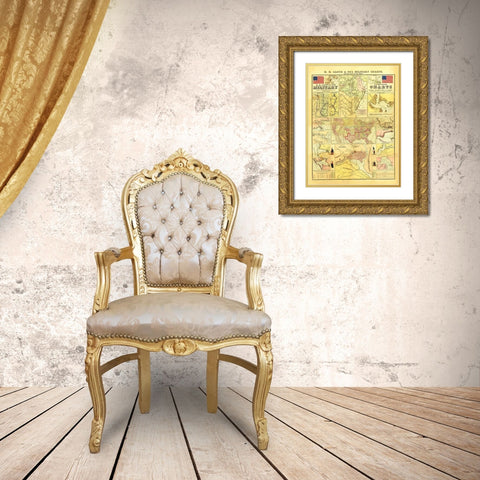 Military Campaign Charts of United States Gold Ornate Wood Framed Art Print with Double Matting by Lloyd