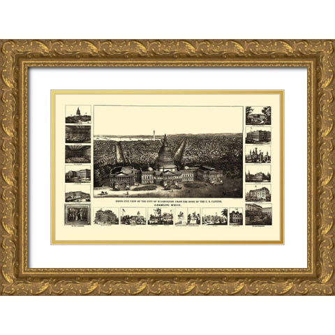 Washington DC - Sachese 1860 Gold Ornate Wood Framed Art Print with Double Matting by Sachese