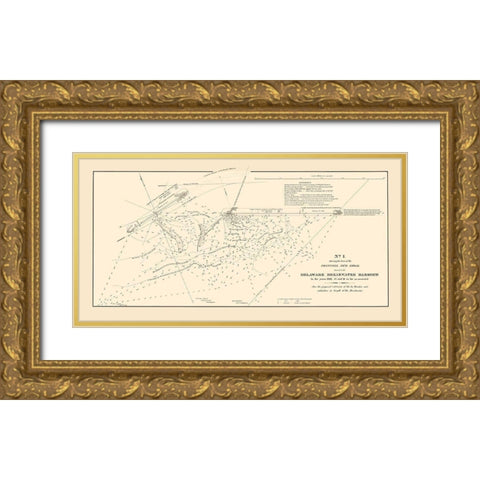 Breakwater Harbor Mud Shoal - Smith 1836 Gold Ornate Wood Framed Art Print with Double Matting by Smith